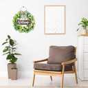 2 x St. Patrick's Day Decorations Wooden Shamrock Door Wreath for Front Door Welcome Sign, St. Patrick's Decor Hanging Sign Farmhouse Outdoor Indoor Shamrock Clover Spring Wall Home Decor