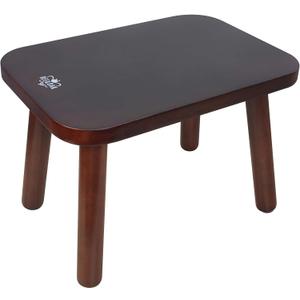 BEE&OAK 13.4 Inch Heavy Duty Wooden Step Stools for Adults - Non Slip, 300 LBS Capacity, Easy Assembly - Ideal Step Stool for High Beds, Kitchen, Bathroom, Office, Garden (Dark-Walnut)