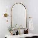 Brass Mirror Bathroom, 24x36’’ Gold Arched Mirror, Arched Bathroom Mirror, Gold Bathroom Mirror Metal Framed, SUS304-Anti-Rust, Tube Frame, 1’’ Deep Set Wall Mounted Vertical