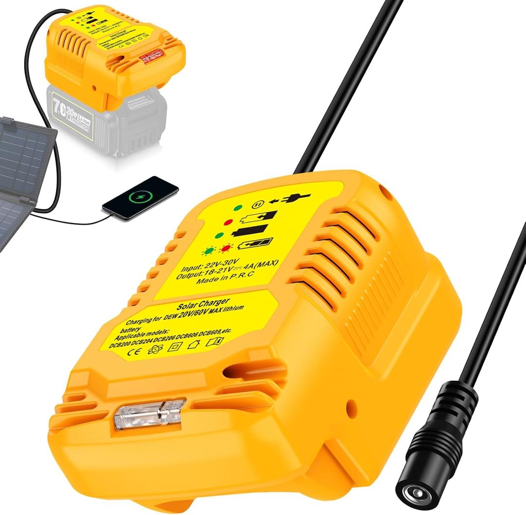 Solar Charger for Dewalt 20V Battery,for Solar PanelsNot Include Work for Charge Dewalt 20V Max Power Tool Battery,External Your Cordless Tool Batteries Portable Chargering in Trip and Outdoor