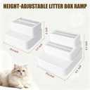 Adjustable 3 Steps Litter Box Ramp with Litter Mat, Cat Litter Box Step with Litter Trapper, Detachable & Non-Slip Cat Stair for Automatic Boxes Small Elderly Cats