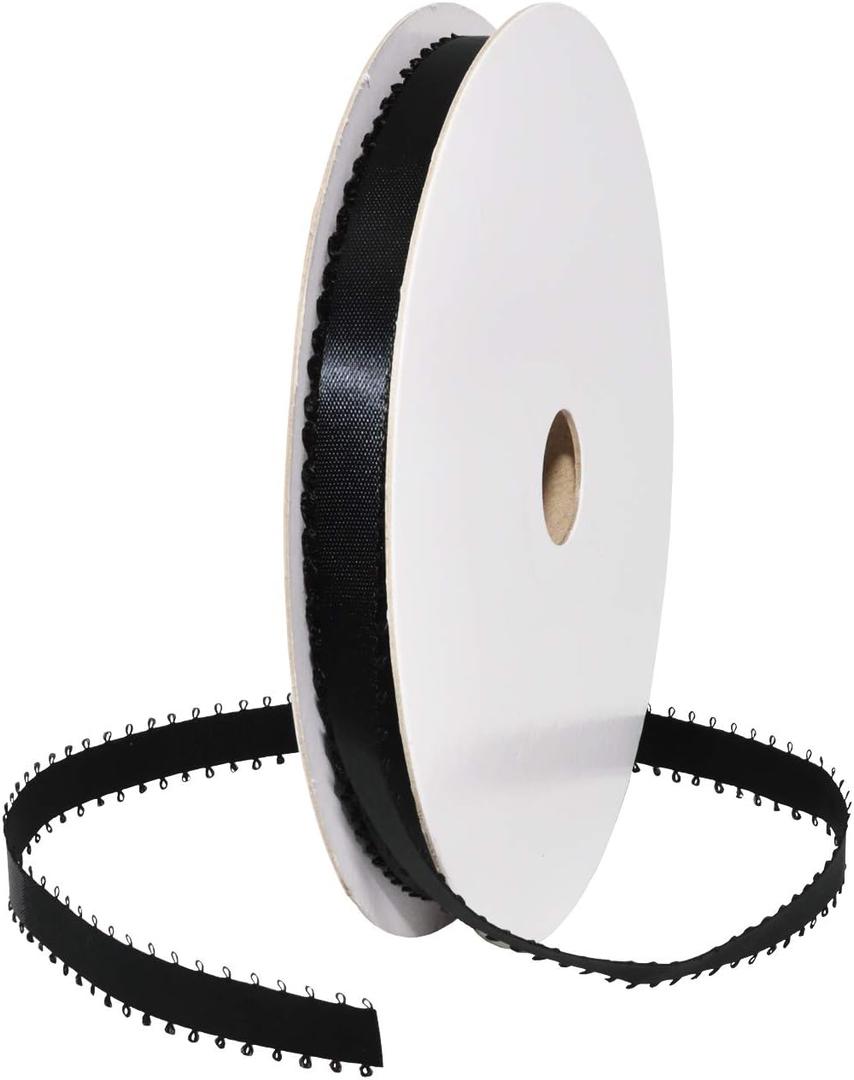 Morex Ribbon Picot Ribbon, 3/8" x 40 yd, Black