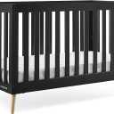 Delta Children Essex 4-in-1 Convertible Baby Crib, Ebony with Natural Legs
