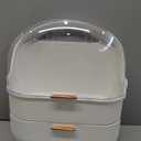 MASSY Egg Shape(Oval) Makeup Storage Box, Countertop Portable Vanity Cosmetics Organizer Preppy (FBA-White)