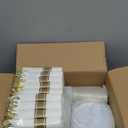 BESTVIP 350PCS Gold Plastic Dinnerware Set, Disposable Party Plates for 50 Guests, Include: 100 Plastic Plates, 50 Pre Rolled Napkins with Gold Silverware, 50 Cups