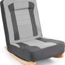 TOPSKY Floor Rocking Gaming Chair, Reclining Padded Backrest Chair with 5 Adjustable Positions and Solid Wood Base for Gaming and Relaxing (Black and Grey, Regular)