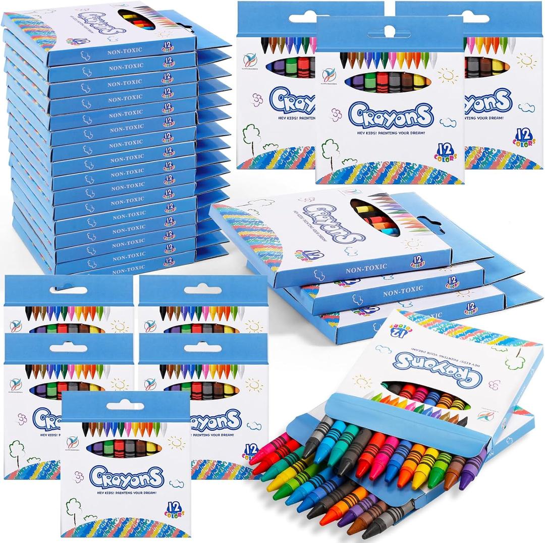 Bulk Crayons, 30 Boxes of 12 Packs Color Crayons, Crayon Bulk, Crayon Individual Packs for Party Favors Restaurants Home Office Supplies(12 Colors)