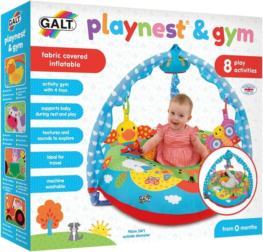 Galt Toys, Playnest & Gym - Farm, Baby Activity Center & Floor Seat, includes 1 x Inflatable ring