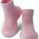 2 x Baby Shoes Boys Girls First Walking Shoes Non Slip Soft Sole Sneakers Toddler Infant Babygirl Sock Shoes (Pink)
