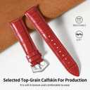 2 x ULLCHRO Genuine Leather Watch Strap Quick Release Watch Band Vintage Alligator Grain Leather Strap Premium Top Grain Band with Stainless Steel Buckle, Soft Brown Calfskin for Men Wrist (12mm, Red)