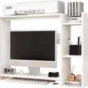 IBUYKE Desktop Bookshelf,36.8" Desktop Organizer Shelf,Wood Desk Hutch for Computer Monitor,Display Shelf for Office Home Dormitory,White TMZ008W, 9.4 inches x 36.8 inches x 28.3 inches