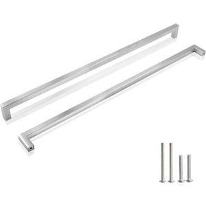 Cabinet Pulls Brushed Nickel Cabinet Handles Square Drawer Pulls, 2 Pack 18 Inch Stainless Steel Kitchen Door Cupboard Cabinet Handles, Cabinet Hardware Drawer Handles, 458mm Hole Centers