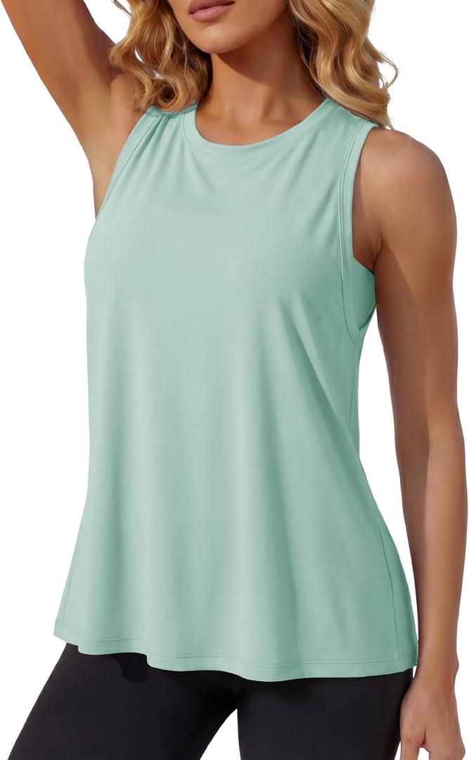 MAGCOMSEN Women's Loose Fit Quick Dry Lightweight Athletic Tank Top (Green, S)