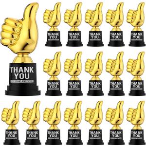 Fumete 30 Pcs 5 Inch Plastic Gold Trophy Award Thank You for Being Awesome Star Thumbs up Award Trophies Bulk Golden Trophies for Party Employee Vet Tech Medical Assistant