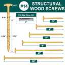 #14 x 8 Inch Wood Structural Lag Screws | 300Pcs Star Drive Decking Wood Screws, Rust Resistant Timber Screws for Timber/Log/Landscaping (Yellow)