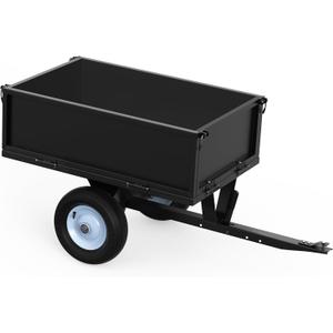 YINTATECH ATV Trailer Steel Dump Cart,Heavy Duty Pull Behind Dump Trailer with Fold-Down Side Panels, Yard Garden Utility Trailer for Lawn Mower Trailer Tractor, Alloy Steel, Black
