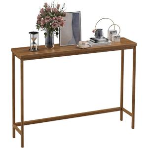 VASMIA Console Table, Entryway Table, Narrow Sofa Table, 39" Bamboo Hallway Table for Entryway, Living Room, Bedroom, Foyer, Walnut, 9.44"D x 39.37"W x 29.52"H