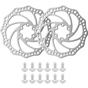 2Pcs 160mm Disc Brake Rotor Stainless Steel Bike Disc Brake Rotor with 6 Bolts Fit for Road Bike, Mountain Bike, MTB, BMX