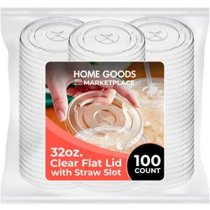 Clear Plastic Cup Lids, (Large) Fits 32 Ounce Cups 100 Count Leak-Proof & Durable | Perfect for Large Beverages, Iced Coffee, Smoothies & More (cups not included)