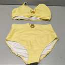 Herseas Womens 2 Piece Bikini Sets High Waisted Metal Ring Textured Swimsuit 2026 Summer Bathing Suits Beach Swimwear (Yellow, L)