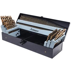 145Pcs Cobalt Drill Bits Set, M35 HSS, 135 Degree Tip, Twist Jobber Length Drill Bit Kit for Hardened Metal, Cast Iron, Stainless Steel, Plastic and Wood with Storage Case, 1/16"-1/2"