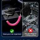 chubbycable Curly Colorblock Chubby 240W Coiled USB C Cable Braided Silicone Retractable Fast Charging Cable Compatible with iPhone 17-15 Series, Dark Blue+Red, Type-C to Type-C, 2.29FT-3.6FT