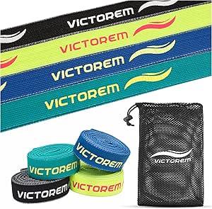 Victorem Pull Up Assistance Bands Set - Set of 4 Long Fabric Resistance Bands for Home - Sturdy Stretchy Equipment for Home Exercise and Stretching - Perfect for Fitness with Bag and Workout Guide
