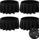 BYDOLL Table Cloth Round 60 Inch Fits Max50 Inch Diameter Top,4 Pack Black Washable Outdoor Winkle and Stain Resistant Spillproof Polyester Tablecloth for Round Tables Party Cover