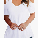 ASHER FASHION Womens Casual T Shirt Short Sleeve Cold Shoulder Tunic Tops Loose Blouse Shirts,M