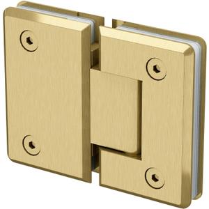 180 Degree Brass Glass Shower Door Hinges, Heavy Duty Brushed Gold Glass Door Hinge for Bathroom, 1 PCS Round Brass Shower Door Hinges for 5/16" to 1/2" Frameless Shower Door