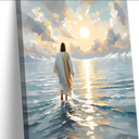 Jesus Walking On Water Canvas Wall Art Christian God Wall Decor Picture Religious Spirit Faith Poster Print for Living room Bedroom Church Decoration, 16x24in