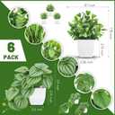 6 x Der Rose 6 Pack Fake Plants Small Artificial Potted Plants Faux Plants for Home Office Desk Bathroom Aesthetic Farmhouse Room Decor Indoor