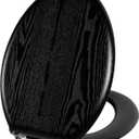Angel Shield Durable Wood Veneer Elongated Toilet Seat Metal Hinges Easy Clean(Elongated, Black)