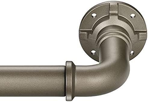 Mayrhyme Heavy Duty Curtain Rods,Wrap Around Industrial Blackout Design,Adjustable 1 Inch Drapery Rod,Room Divider Window Curtain Rod for Indoor/Outdoor (Pewter, 28-48")