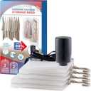 Hanging Vacuum Storage Bags, 4 Pack Hanging Storage Bags for Clothes With Electric Pump, Vacuum Sealed for Suits, Dress, Jackets (2 Long, 2 Short)