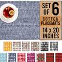 Urban Villa Placemats for Dining Table 100% Cotton Placemats 14''x20'' Over Sized Tablemats Set of 6Placemats Blue/White Two Tone Tablemats for Family Dinners Wedding Parties Everyday Use Placemats