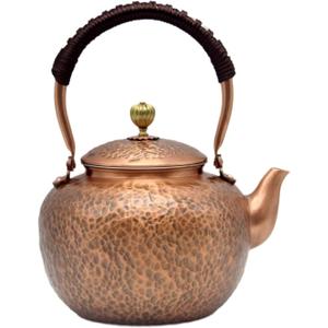 50.7oz Elegant Chinese Style Copper Tea Kettle For Stovetop, Non-Coating Pure Copper Teapot with Stainless Steel Infuser For Loose Tea, Large and Solid Tea Pot(1500ml)