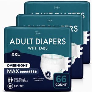OPTEEL Adult Diapers with Tabs, Max Absorbency, Women & Men Size XXL, 66ct