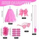Ramede 21 Pcs Pink Spirit Wear Girls Team Spirit Day Accessories Field Camp Day Color War Accessories Pep Rally Supplies Camp Game Color Team Items Bulk Tutu Noisemaker Stickers for Sport