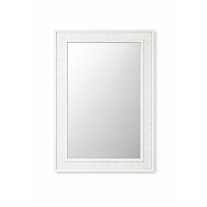 Rattan Trim Wall Mirror, 18' x1.25' x 23.75' , White
