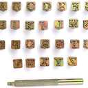 OwnMy Capital Letters Stamp Set, 3/8 / 9.5mm Alphabet Stamp Tools Set Leather Craft Stamping Tools Leather Art Craft Tool (9.5mm - 27pcs)