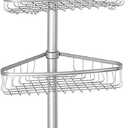 HKYH Metal Wire Tension Rod Corner Shower Caddy, Adjustable 5'-9' Pole a Bathroom organizer Bathroom accessories Bathroom storage Shower organizer Corner shelf Shower curtain rod