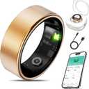 Smart Health Ring Fitness Tracker for Men Women, Sleep, Stress & Activity Monitoring, IP68 Waterproof, Long Lasting Battery, No Subscription Fees, Compatible with iOS & Android, Rose Gold 7
