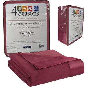 Thermee Micro Flannel Twin Size Blankets, Lightweight All Seasons Cozy Blanket, Throw Blankets for Home and Living Room, Comfy & Soft Blanket for Couch, Machine Wash, No Pilling - Burgundy