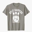 Split Happens Funny Bowling T-Shirt, XL