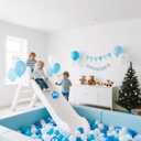 Realhaha Ball Pit Balls 100 PCS, Star Shapes for Babies Kids Playpen Plastic Balls for Babies Ball Pool Puppy Playballs, Pearl Blue Blue White