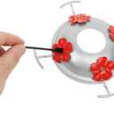 2 Pack Hummingbird Feeder Base Metal Top Covers Bottom Base Replacement Part with 2 Pcs Metal Cover Seal Rings and Brushes No Nectar Base Suitable for Blown Glass Hummingbird Feeder Base (2, Silver)
