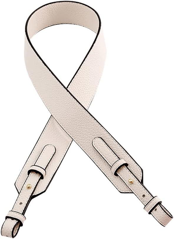 Grain Leather Purse Strap Adjustable Crossbody Replacement Straps for Handbags Monk Head Screws Detachable (Gold Clasps, Beige)