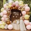 Pink Yellow Brown Balloon Garland Double Stuffed Pastel Light Pink Yellow White Sand Balloons Balloon Arch Kit for Birthday Baby Shower Wedding Bee Bear Theme Fall Party Decorations