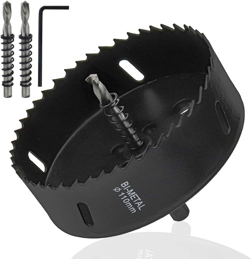 Hole Saw 110mm/4.3" BI -Metal Hole Drilling Cutter for Wood, Plastic and Fiberboard (Black)
